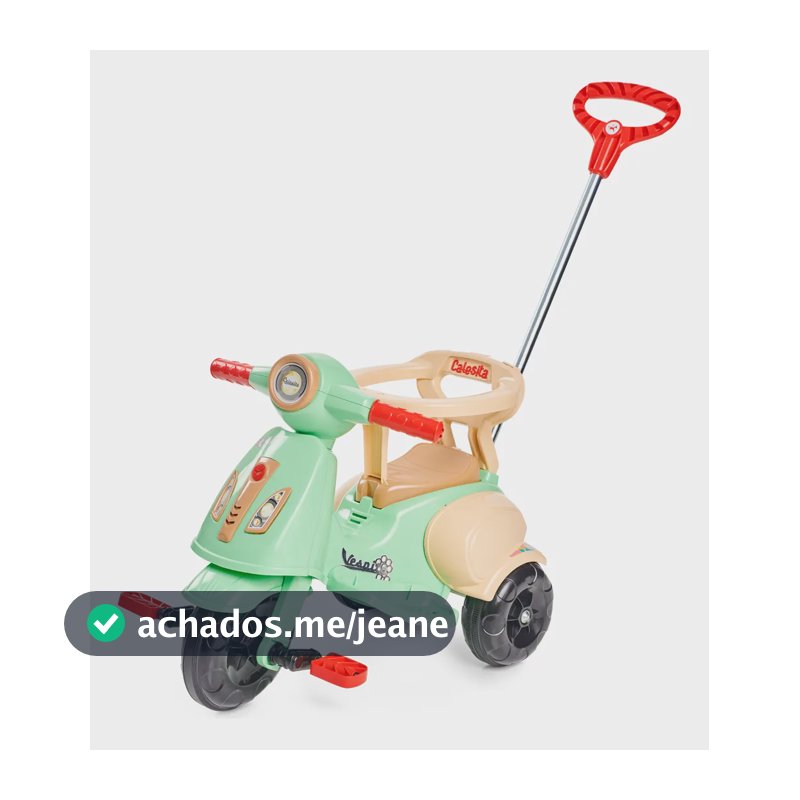 Carrinho De Passeio Ou Pedal Infantil 2 Em 1 Vespita Capri Verde Menta
