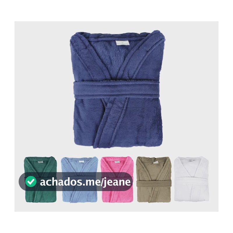 Roupão De Microfibra Feminino Masculino Adulto Inverno Bolso Azul-escuro Gg