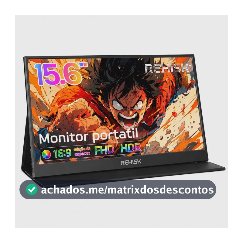 Monitor Portátil 15.6" Full HD IPS 1080p HDR USB-C HDMI Tela Externa para Notebook PC MacBook PS5 Xbox Segunda Tela com Alto Falante