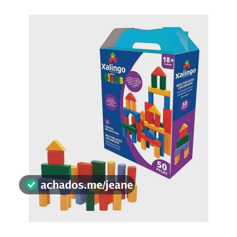 Multiblocks Blocos Montar Infantil Madeira Colorido Xalingo Quantidade de peças 50