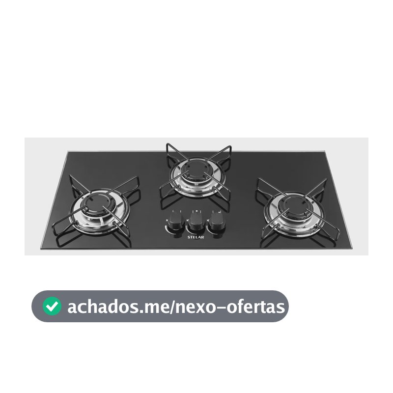 Cooktop A Gás Gn De Embutir Stelar 3 Bocas Nivus Bivolt Preto