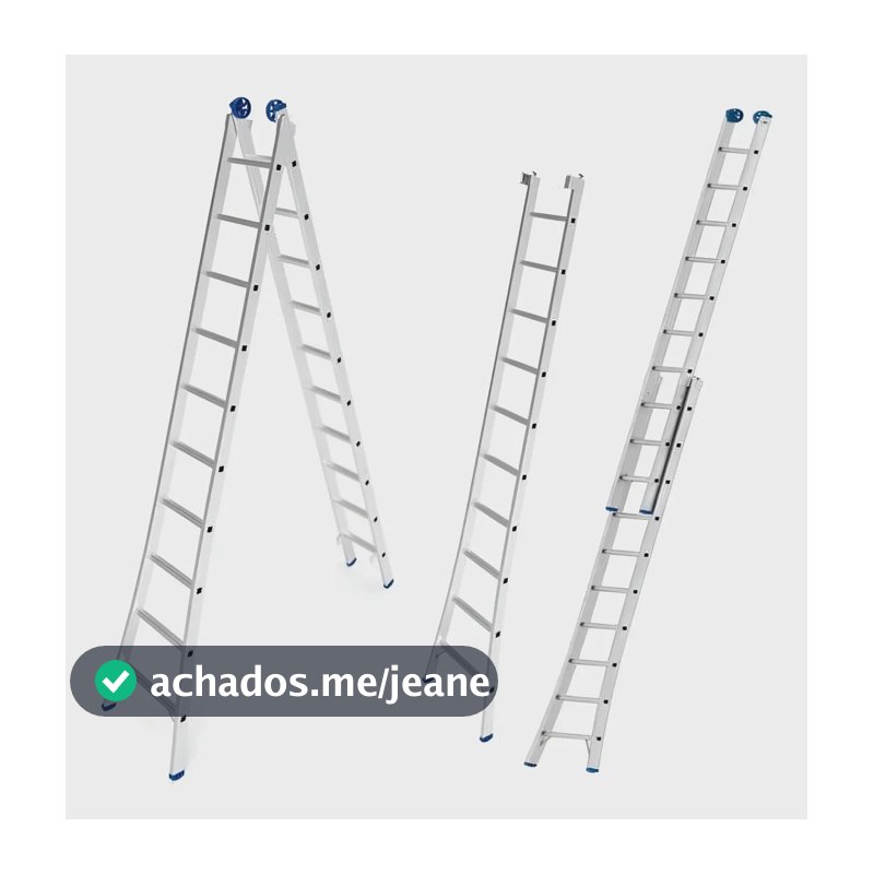Escada Alumínio Extensiva 2x20 Degraus 3.02 X 5.05 M Evald