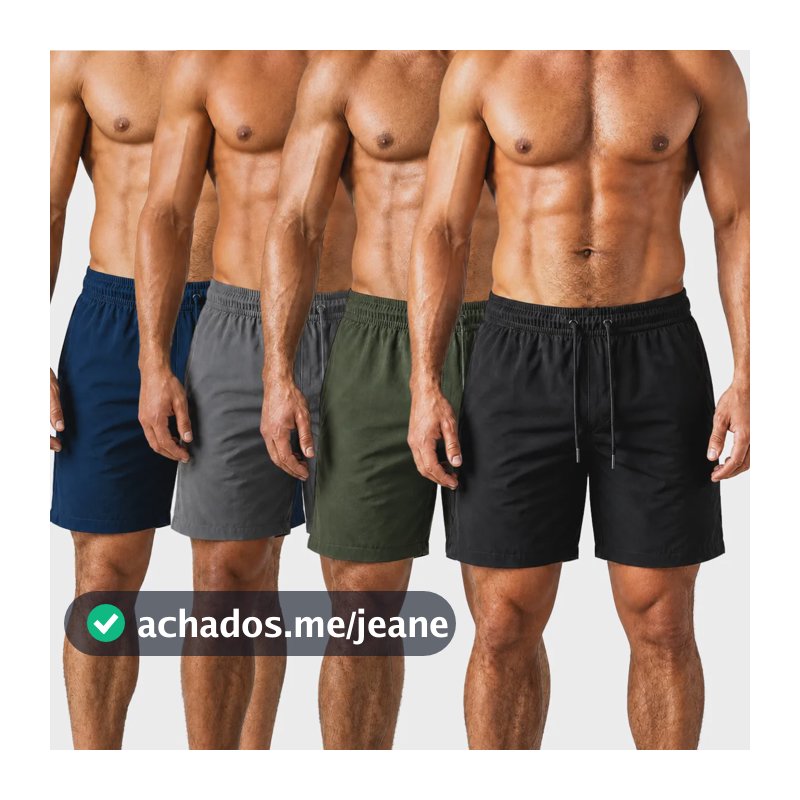Kit 4 Shorts Bermuda Masculino Praia Tactel Academia Treino Preto/verde/cinza/azul-marinho Liso G