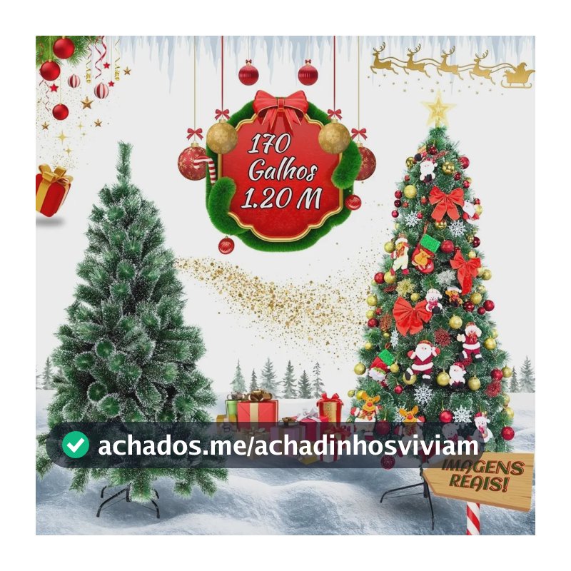 Árvore De Natal 1.20m Pompom Verde Toque De Neve Luxo Cheia