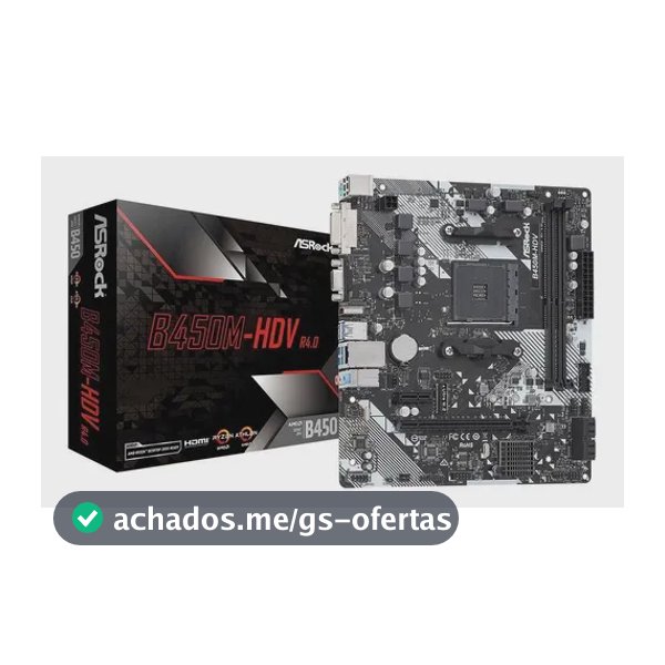 Placa Mãe Asrock B450m-hdv R4.0 B450 Amd Am4 Matx Ddr4 Preto