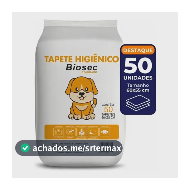 Tapete Higiênico para Cachorro 50 Unidades 60x55cm com Gel Absorvente Fralda Manta Pet Cão Com Fitas Adesivas Anti Odor Atrativo Canino