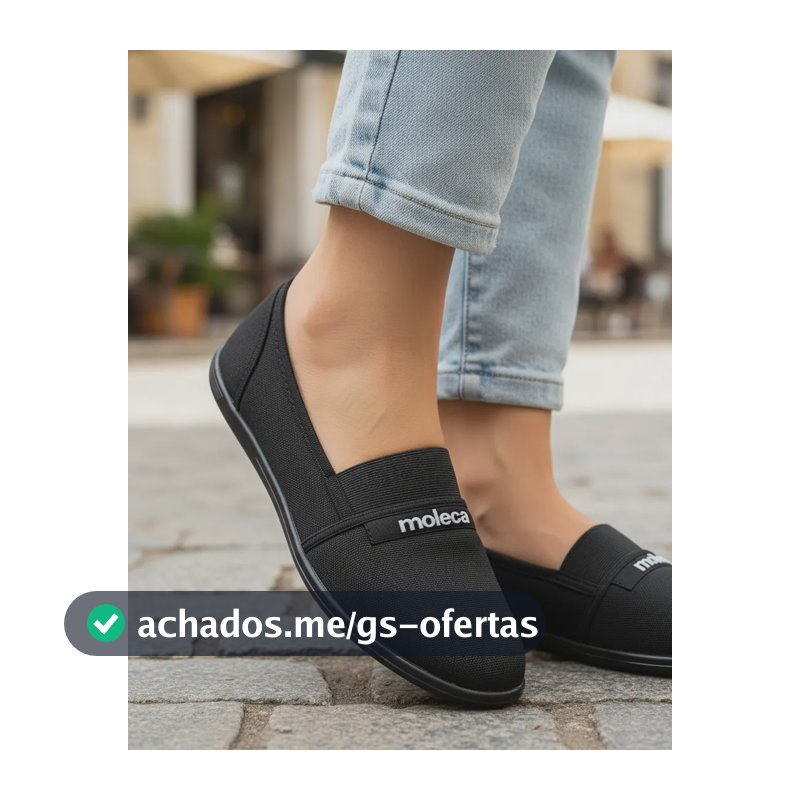 Sapatilha Feminina Moleca Tradicional Pano Básica Elástico Preto 37