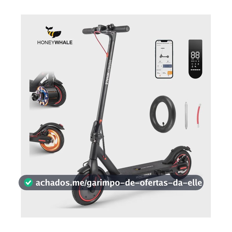 HONEYWHALE M2 Pro Patinete Eletrico Adulto, 500W Scooter Elétrica, Velocidade Máxima de 32 KM/H, 22 KM de Autonomia, Honey Whale com App Bluetooth (36V 7.8AH)