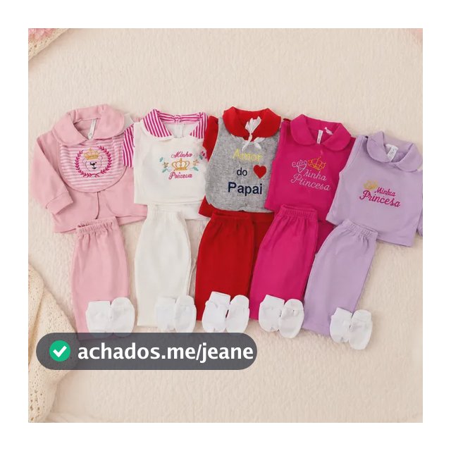5 Conjuntos Pagão Bebê Menina Rn 0-1 Mês Enxoval Maternidade Rosa 0-1 M