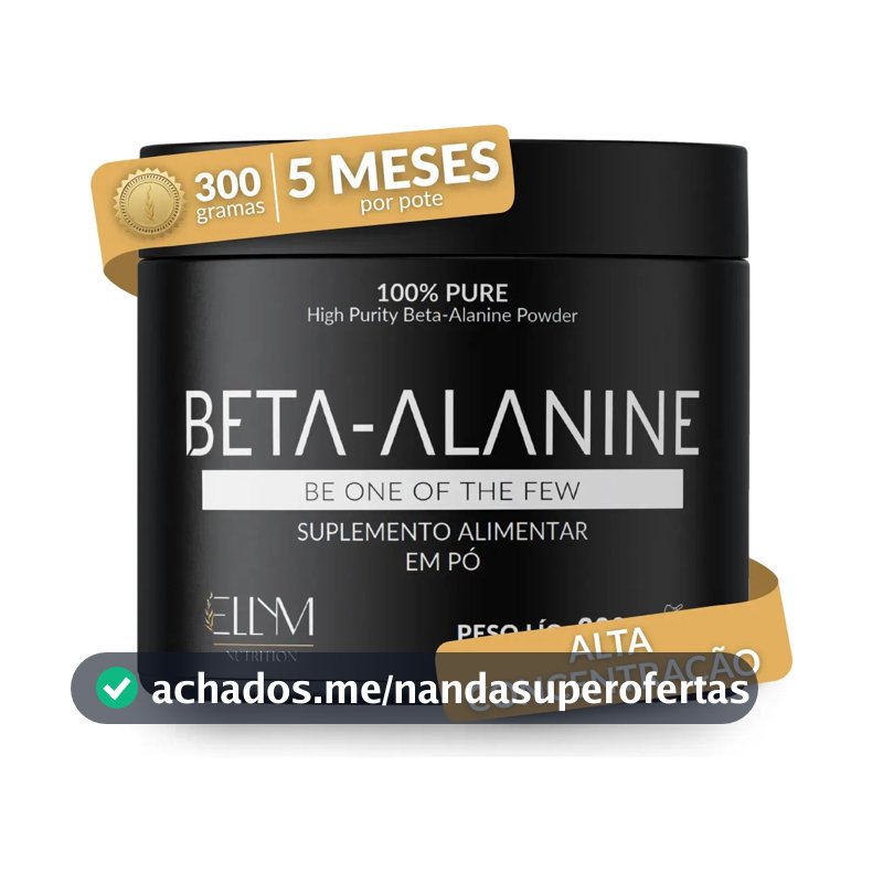Beta Alanina 300g 100% Pura Performance Recuperação Muscular Pós Pré Treino 150 Doses Sem Sabor Concentrada Ellym Nutrition