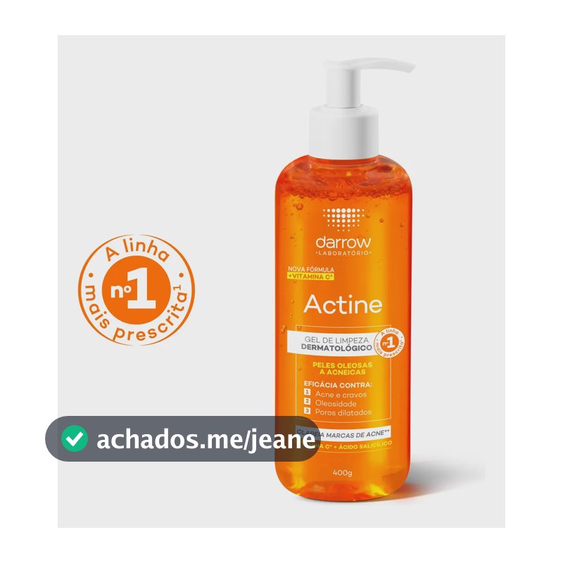 Gel de Limpeza Facial Darrow Actine Pele Oleosa e Acneica 400g