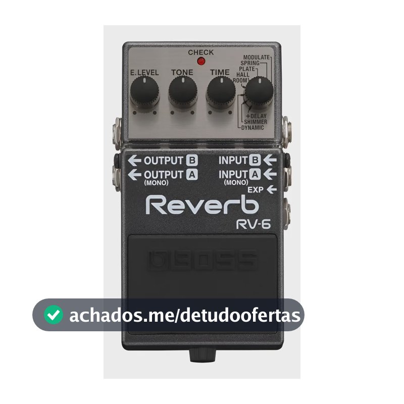 Pedal Boss Rv-6 Digital Reverb - Guitarra - Violão - Baixo Preto