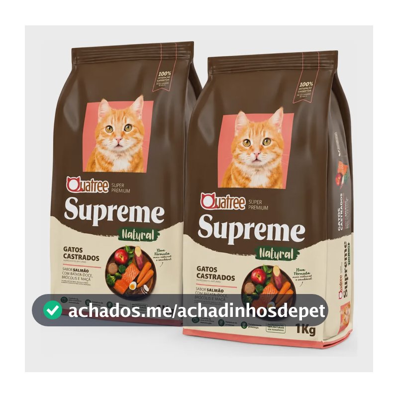 Kit 2 Rações Quatree Supreme Natural Gato Castrado 1kg