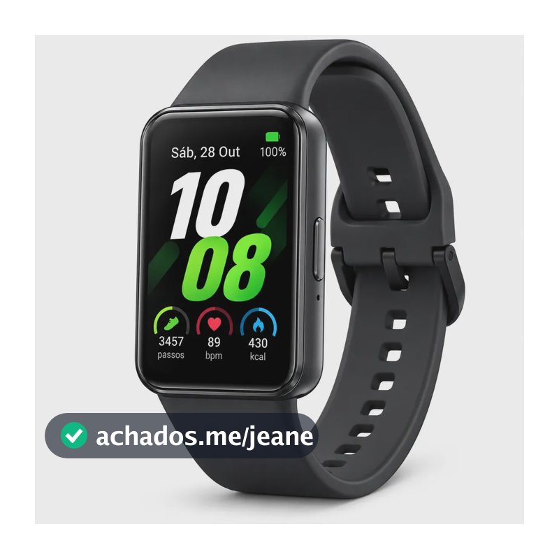 Samsung Galaxy Fit3 Bluetooth Smartwatch Grafite Tela Amoled 1.6 Monitor Cardíaco Bateria Longa Duração Resistente À Água Grafite Preto Cinza