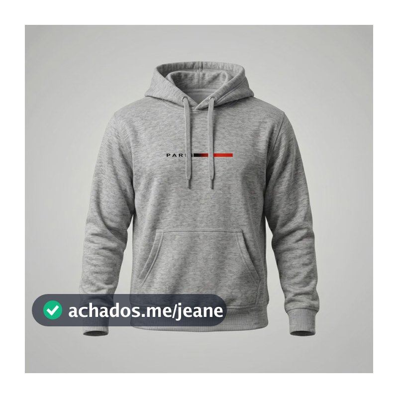 Moletom Canguru Grosso Flanelado Preto Aesthetic Paris Capuz G Cinza Paris
