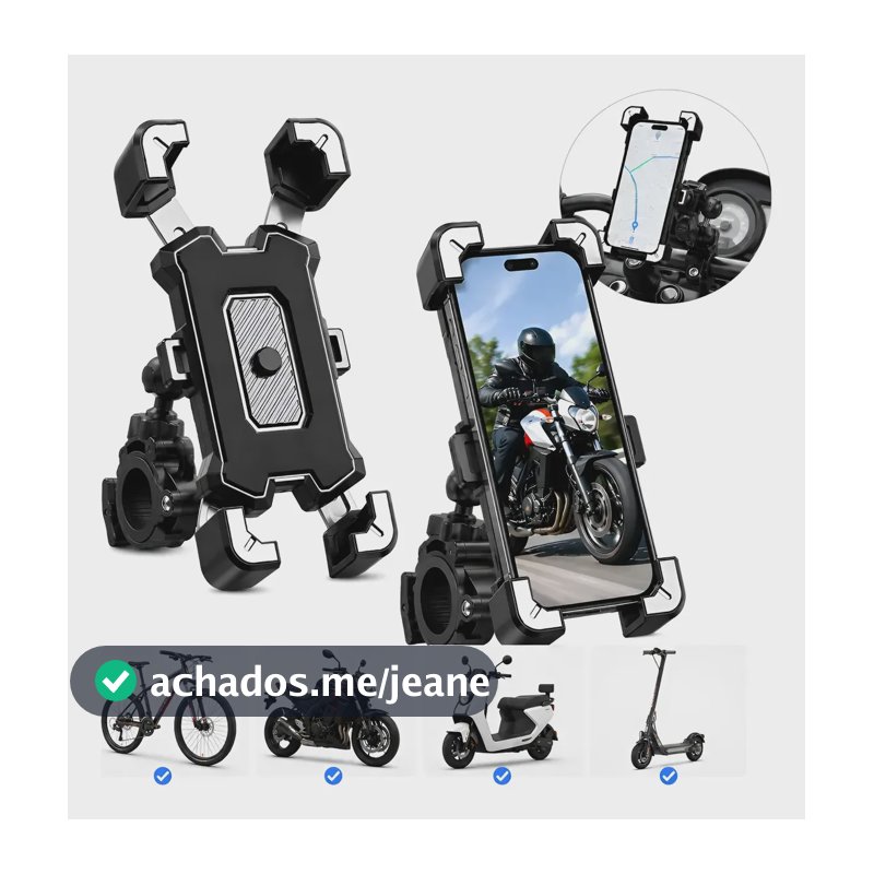 Suporte Celular Moto Bike Guidão Trava Automática 360° Preto