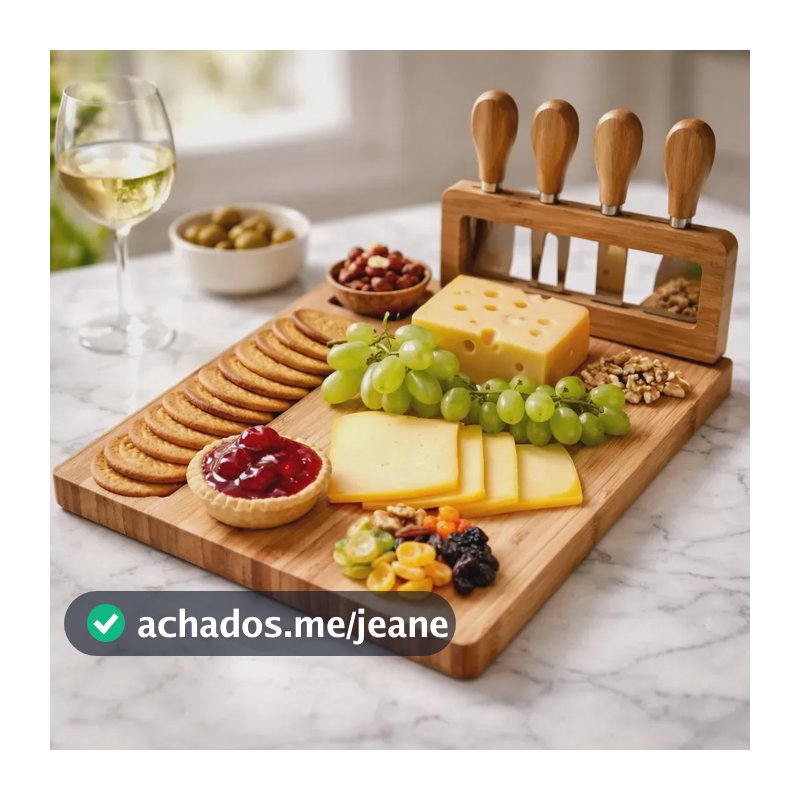 Tabua Queijos E Frios + Kit Espátulas 04 Peças