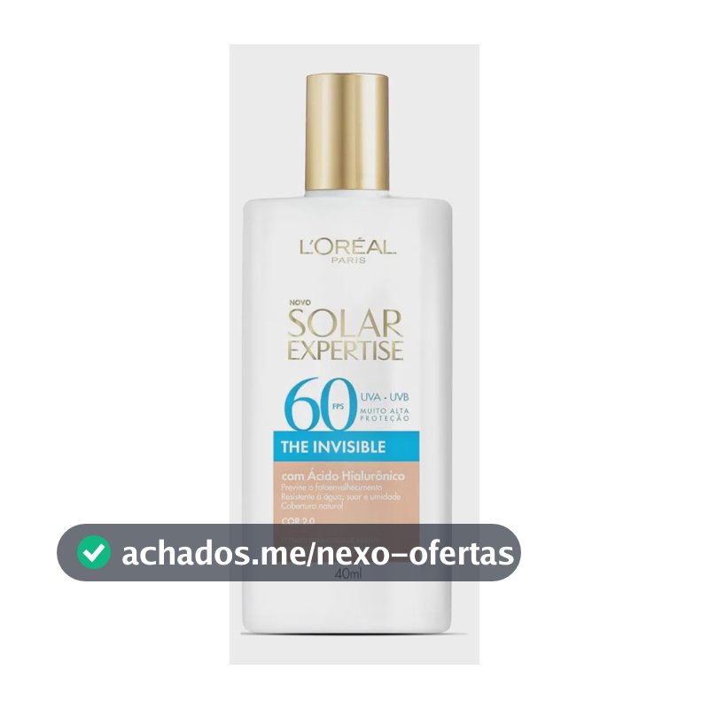 Protetor Solar Facial FPS 60, Textura Aquosa Ultraleve, Proteção Avançada Anti-Idade, Cor 2.0, Expertise The Invisible L’Oréal Paris Solar 40g