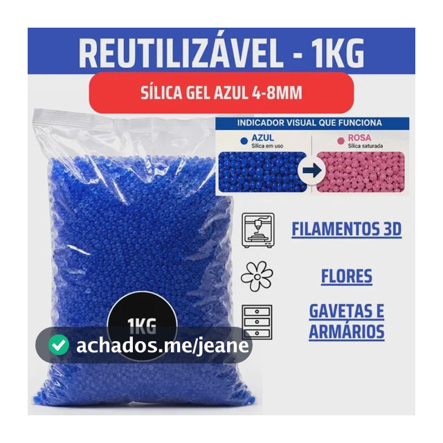 Sílica Premium Gel Azul 4-8mm 1kg Dessecante Umidade Mofo Filamento 3d Silica Anti Umidade Flor Laranja Branco Desumidificante Ozonio Desidratante Muda Cor Saquinho Sachê Mofo Antimofo Vmd Homecenter