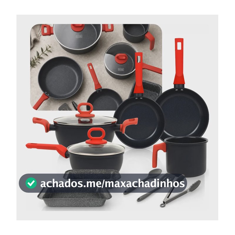 Jogo de Panelas Black+Decker Ceramic Line com 10 Peças para Indução Vermelho MyCheff