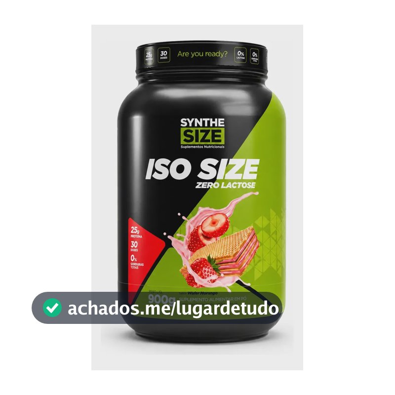Iso Size Zero Lactose 900g Whey Isolado - Synthesize Sabor Wafer Morango