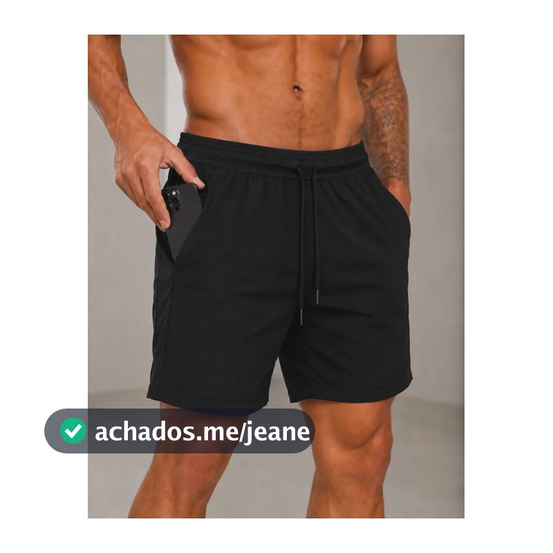 Short Tactel Masculino Mauricinho Bermuda Treino Academia Preto Black Liso M - 36/38