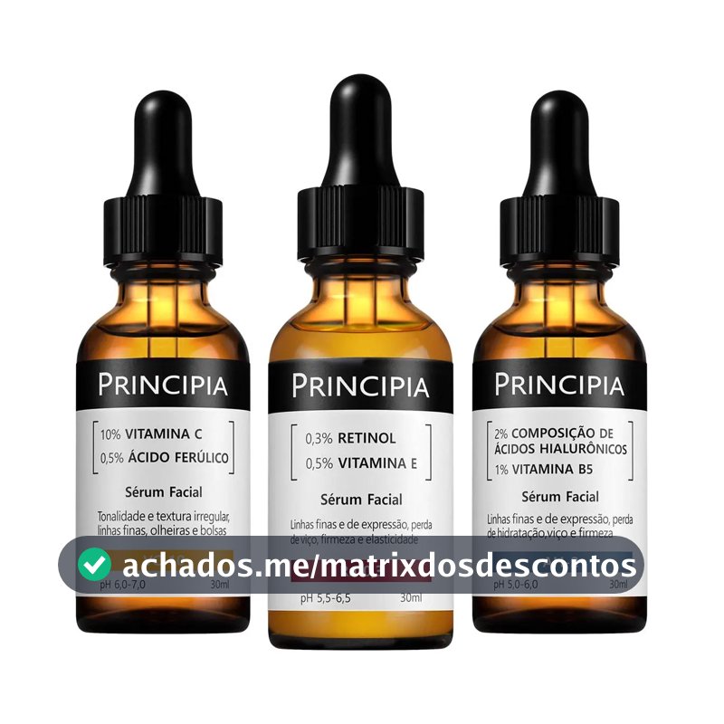 Principia Kit C/3 Séruns Vitamina C + Retinol + Hialurônicos