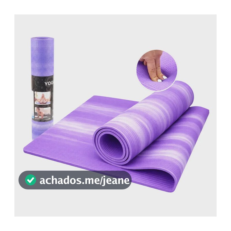 Tapete Yoga Pilates Antiderrapante Roxo Tie Dye Mescla Branco Alongamento Treino Funcional Ginástica Antimofo Premium 61x183cm FR7