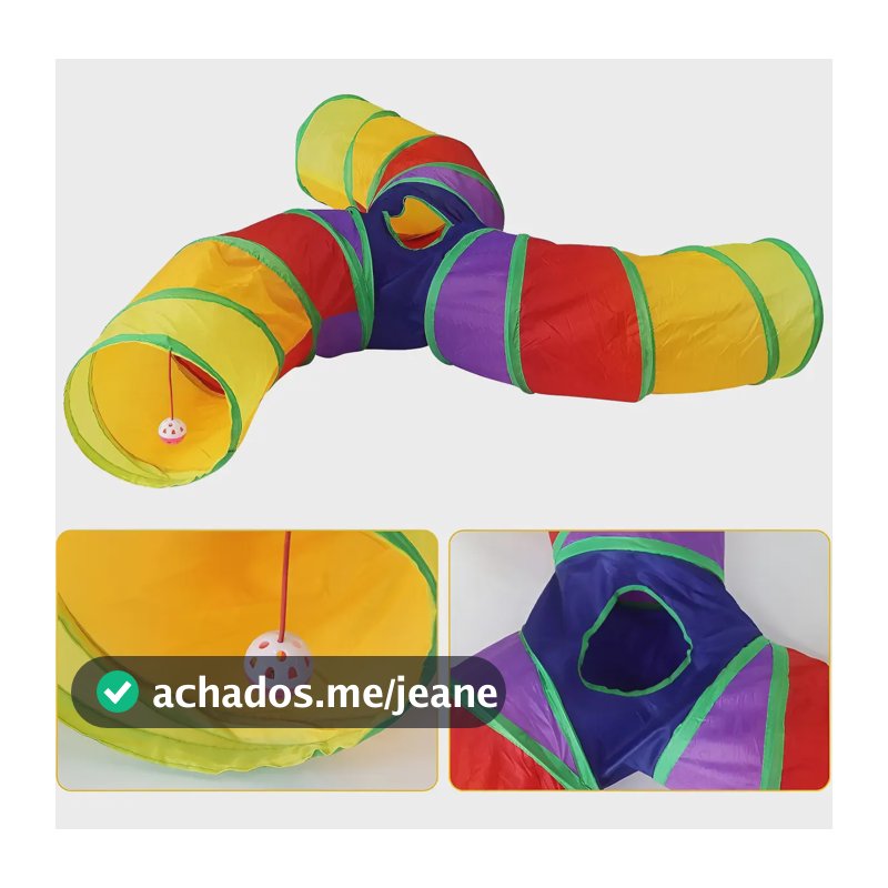 Túnel Labirinto Para Gatos Cães Interativo Dobrável Brinquedo Pet Diâmetro 25cm 3 Vias
