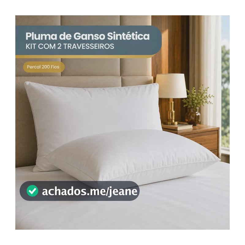 Kit 2 Travesseiro De Pluma De Ganso Sintética Super Macio Premium Antialérgico Conforto Extra Hotel Luxo - Cor Branco