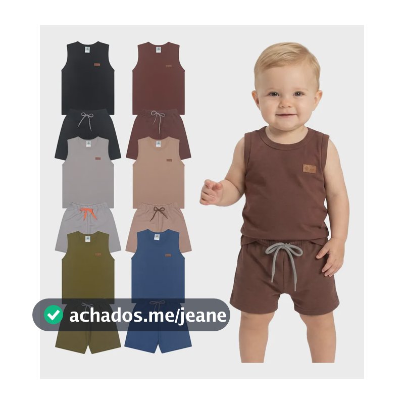 Kit 6 Peças De Roupas Bebê Menino Minimalista Casual Algodão 3 Conjuntos Regata 1 (veste 6 A 12 Meses)