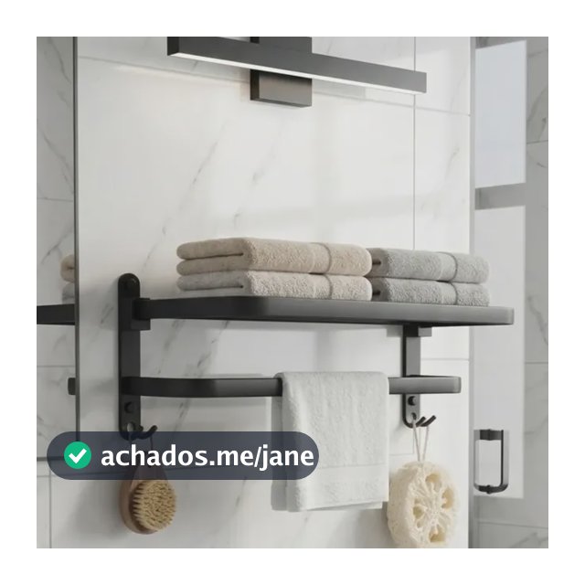 Suporte Porta Toalha Toalheiro Dobrável Banheiro Preto 47cm Preto
