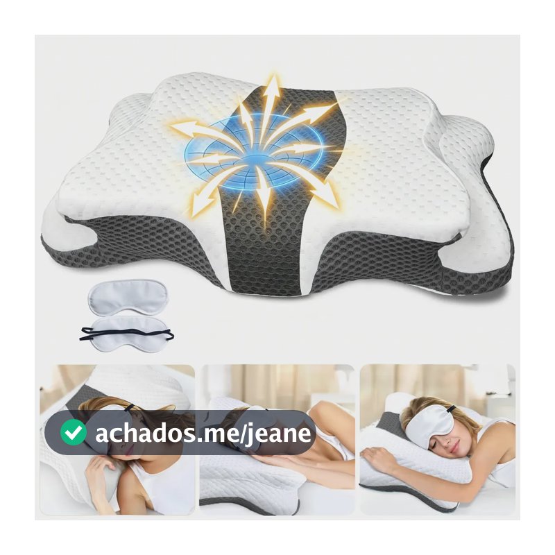 Travesseiro Cervical Betwo Ortopédico de Viscoelástica para Pescoço e Ombros, Cinza