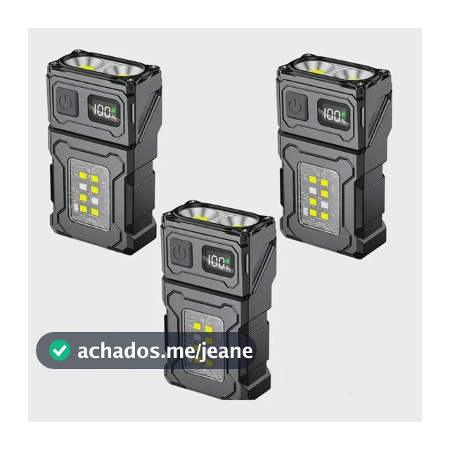 Kit 3 Lanternas Táticas Recarregáveis Usb Com Display Branco Preto