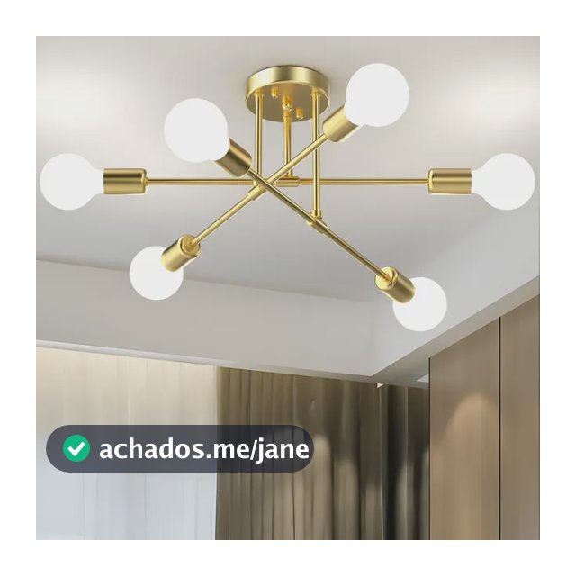 Luminária Lustre Teto Moderno Pendente Para Sala 6 Lâmpadas 110v/220v Dourado