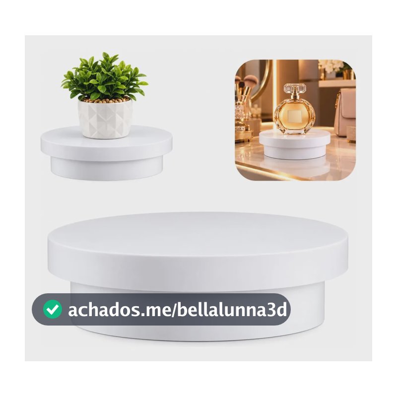 Base Rotativa Vitrine Expositor Produtos 360 Usb Eletrico Branco