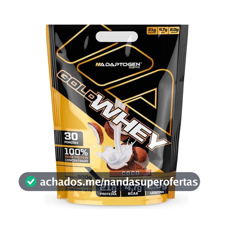 Whey Protein Gold Whey Sabor Coco Refil 900g Adaptogen