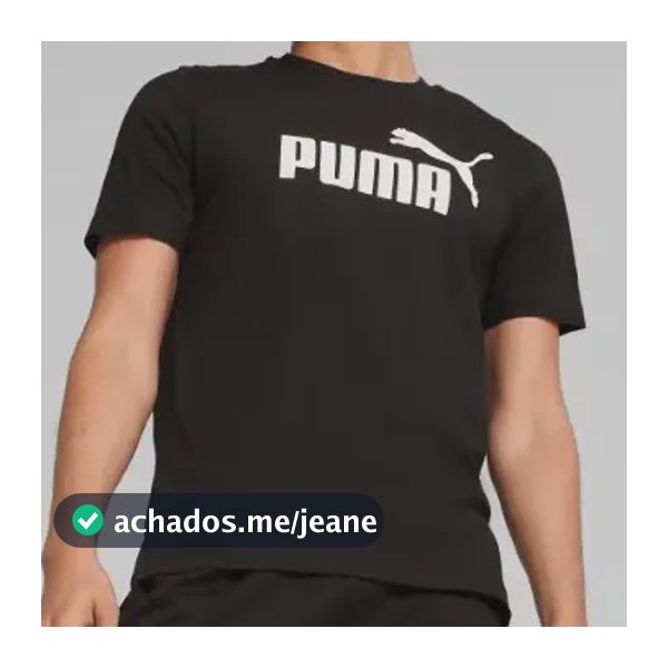 Camiseta Masculina Ess Logo Tee  Puma Puma Black Liso G