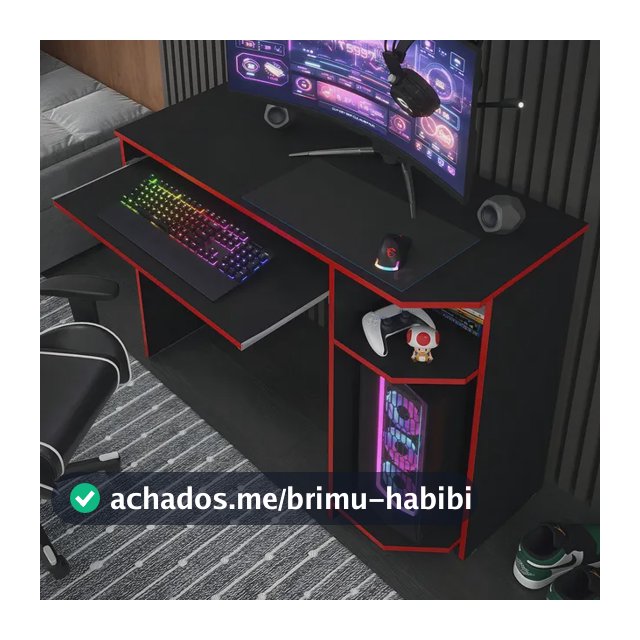Escrivaninha Mesa Para Computador Gamer Teclado Cpu Cor Preto Vermelho