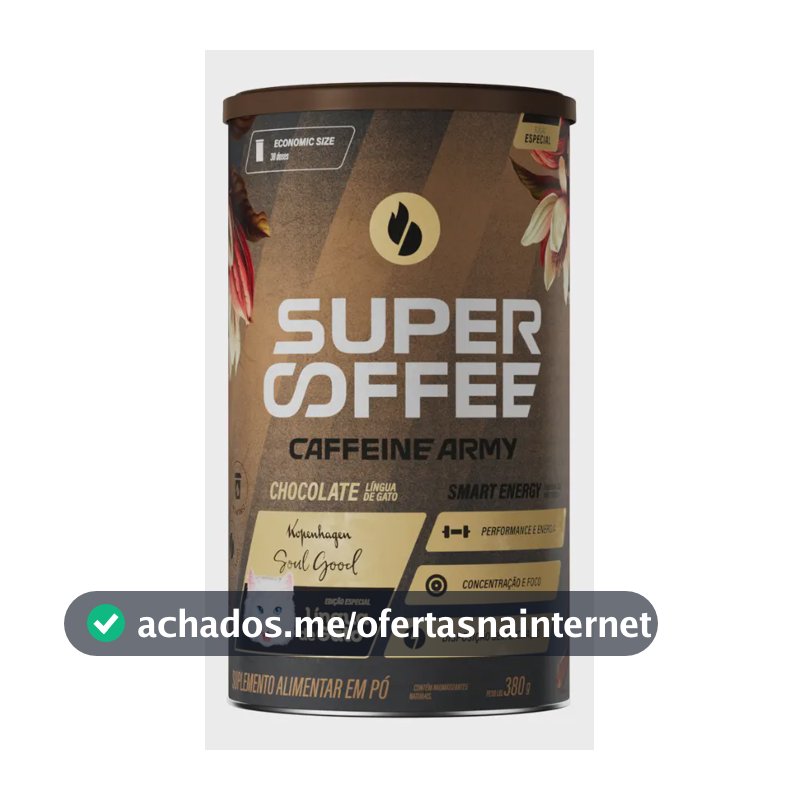 Cafeína Caffeine Army SuperCoffee - Lingua de Gato em pó sabor Chocolate ao leite x 380mL