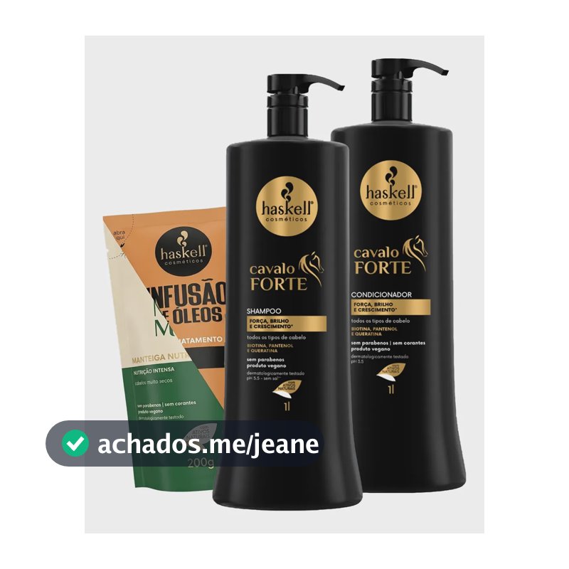 Kit Haskell Cavalo Forte Shampoo E Condicionador 1l + Brinde
