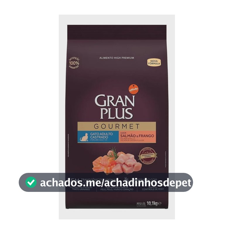 Alimento Gran Plus Gourmet para gato adulto Castrado sabor salmão e frango de 10.1 kg