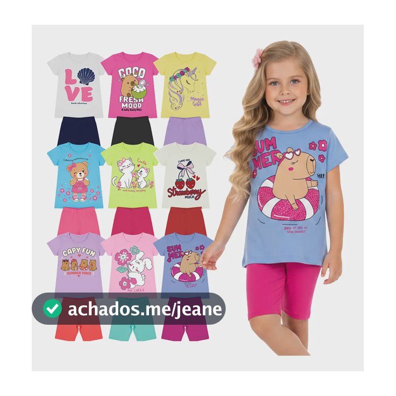Kit 6 Peças Menina Infantil Conjunto 3 Shorts+3 Blusas 3 Conjuntos Ciclista 6 6 [veste 4/5 Anos]