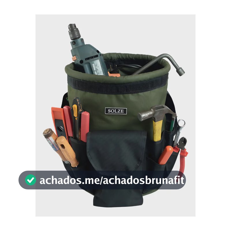 Bolsa Balde para Ferramentas de Eletricista Solze, Cor Verde Militar e Preto