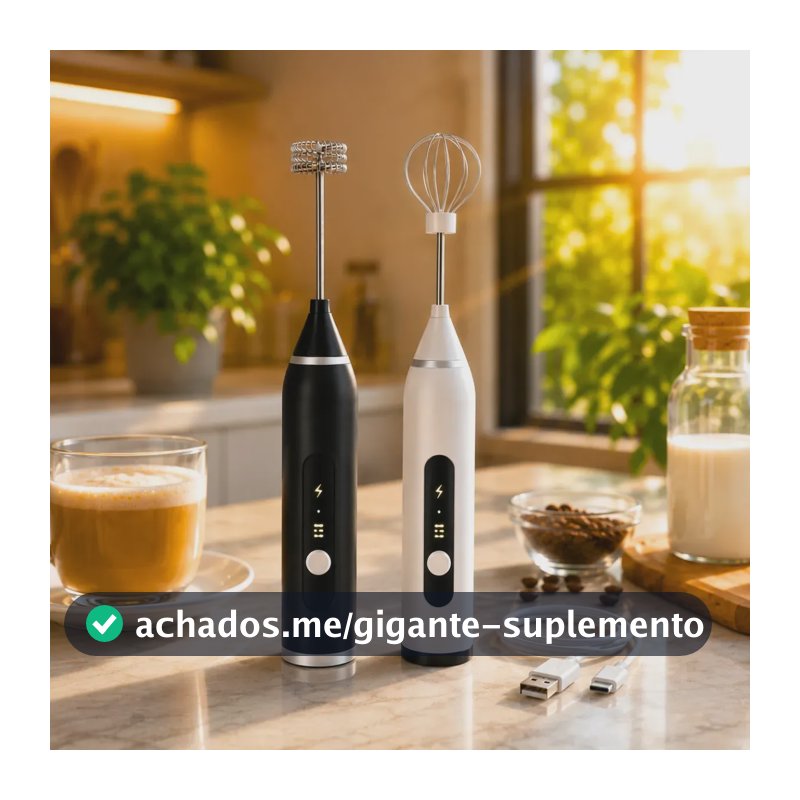 Mixer Portátil Elétrico 2 em 1 Misturador de Bebidas Mini Batedor Premium USB Mexedor Bebidas Vitaminas Café Chá Drink Blackbom