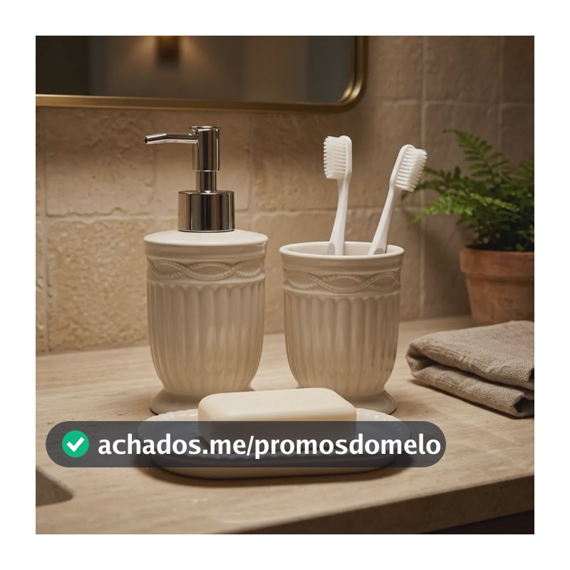 Kit Lavabo Conjunto 3 Peças Para Banheiro De Cerâmica Branco Branco