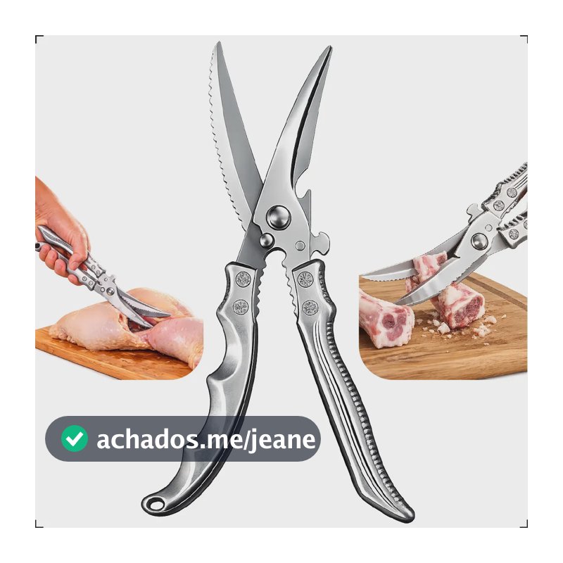 Tesoura De Cozinha Multifuncional Para Cortar Osso Frango Peixe De Aço Inox