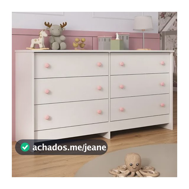 Cômoda Infantil 136cm Com 6 Gavetas Multimóveis Mp4335 Cor Branco