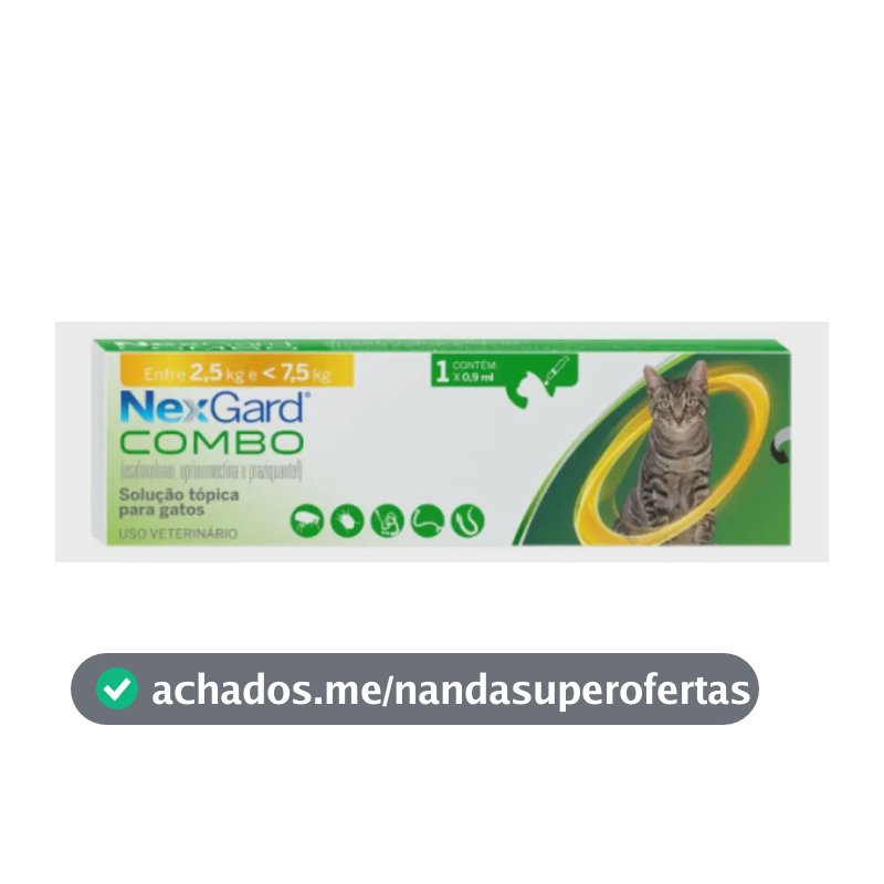 NexGard Combo Pipeta Antipulgas Sarna Vermes Gatos 2,5 a 7,5kg