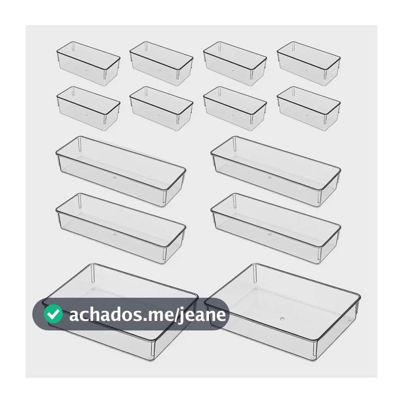 Organizador para Maquiagem de Acrílico Transparente Amobox Kit com 14 Compartimentos Modulares